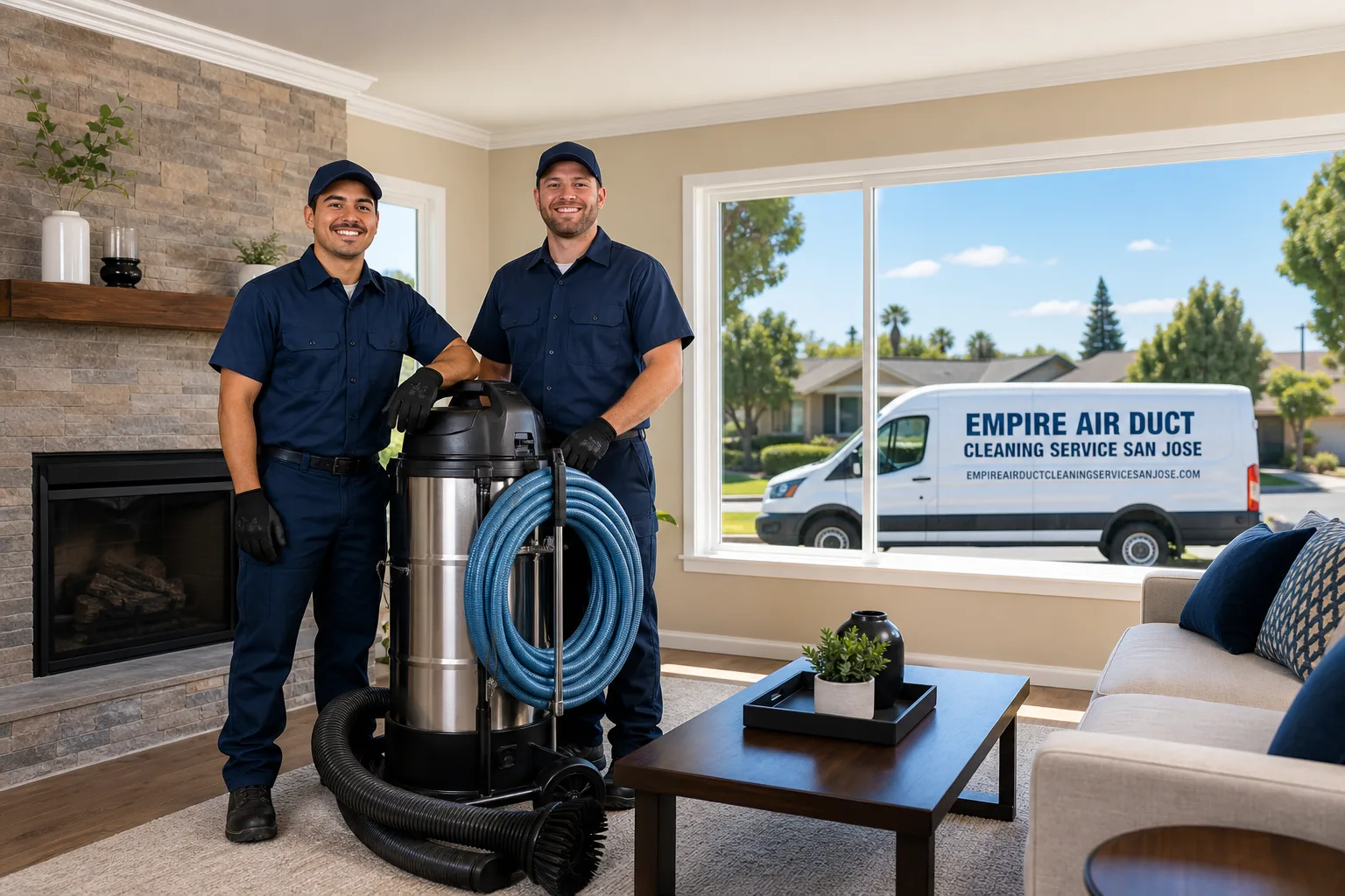 Empire Air Duct Cleaning Service San Jose service vehicle and crew in San Jose, CA